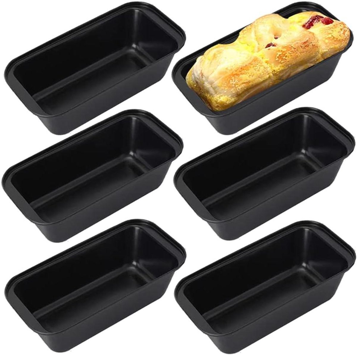 Brood Pan Set - Bakblik Cakevorm - Brood Bakken - Antiaanbaklaag - 6 stuks - Grijs