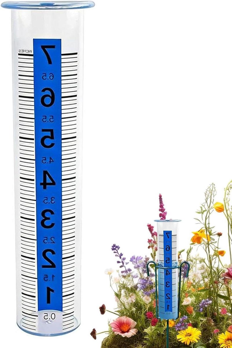 Regenmeter Tuin - Weer Monitor - Neerslag Meten - Grote Cijfers - 27.9 cm Hoog - Transparant