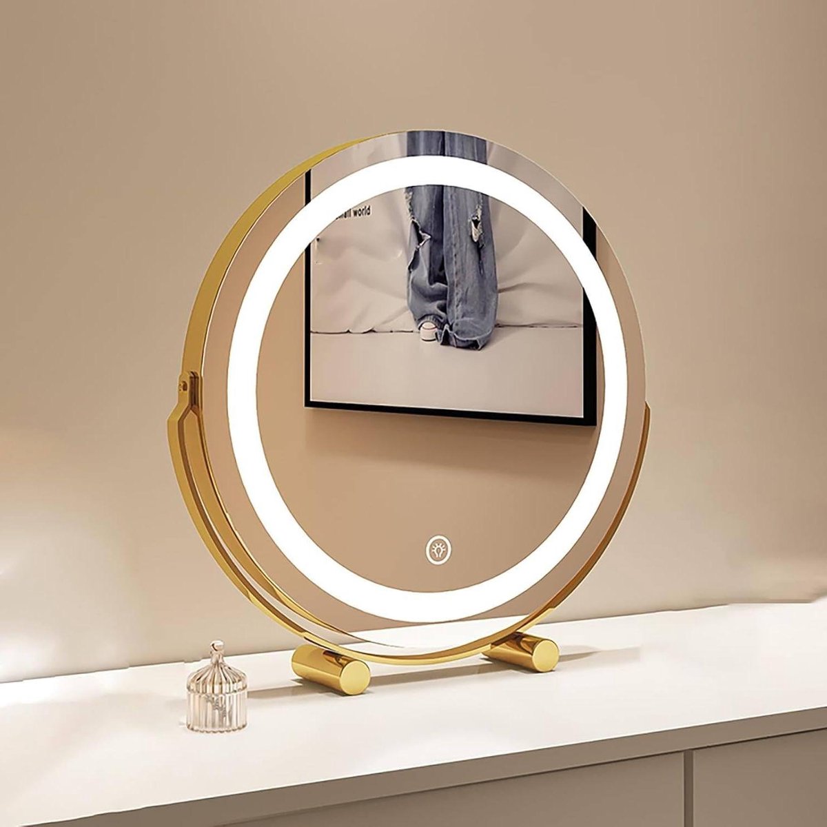 LED Make-up Spiegel - Kaptafel Spiegel - Make-up Aanbrengen - 3 Lichtinstellingen - 30 cm - Goud