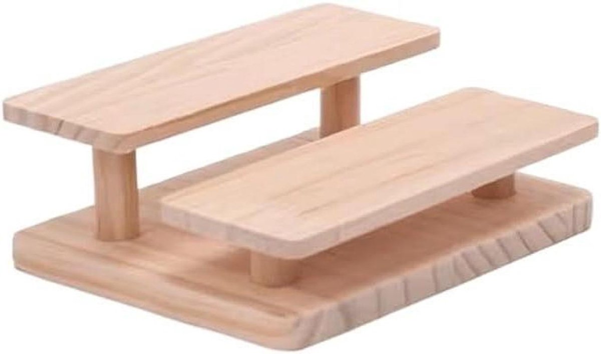 Brillen Display - Zonnebril Rek - Objecten Presenteren - Massief Hout - Vier Lagen - Houtkleur