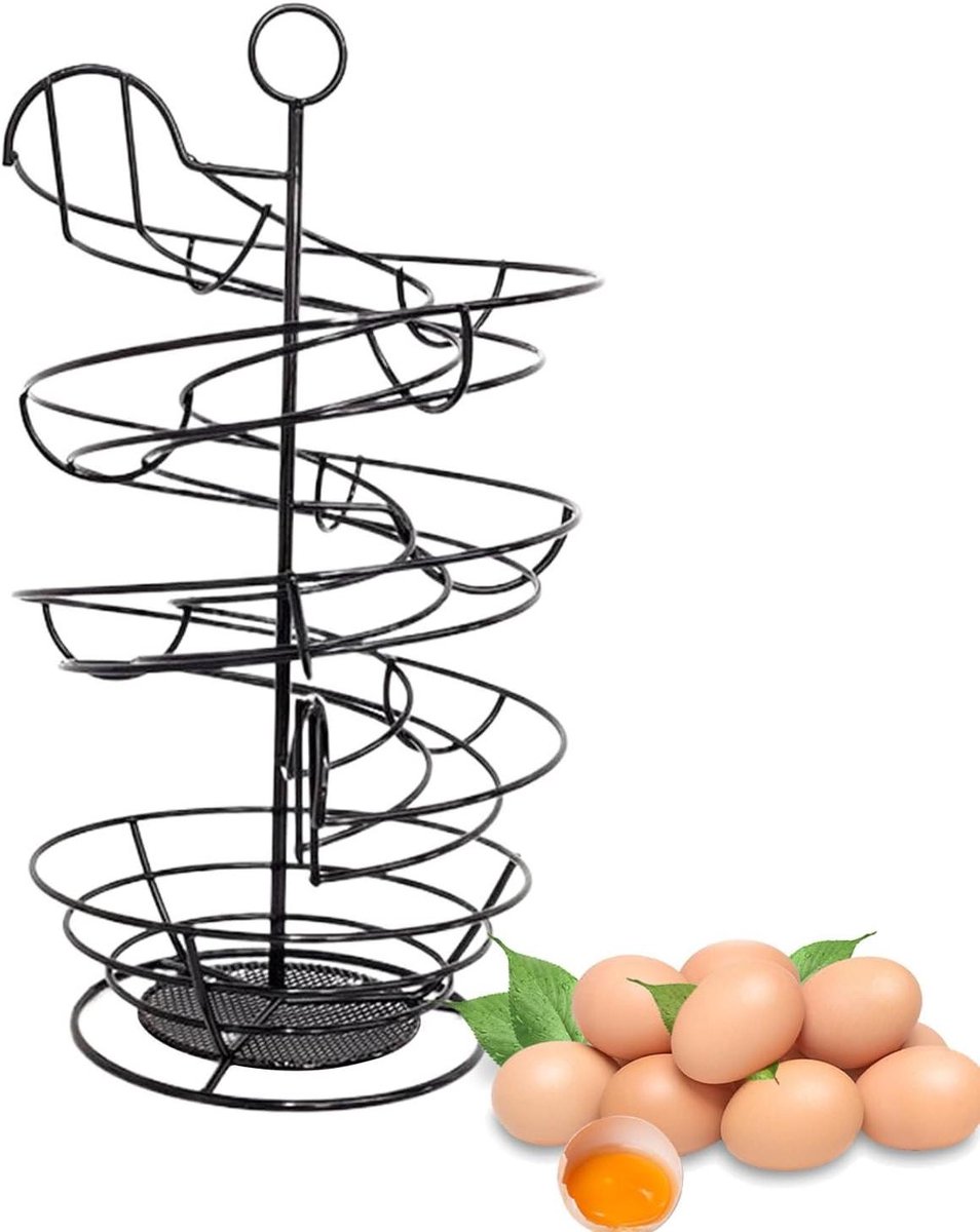 Eier Spiraal Dispenser Verse Eieren Houder Keuken Opbergen Ruimtebesparend Ontwerp 37x21x37 cm Zwart