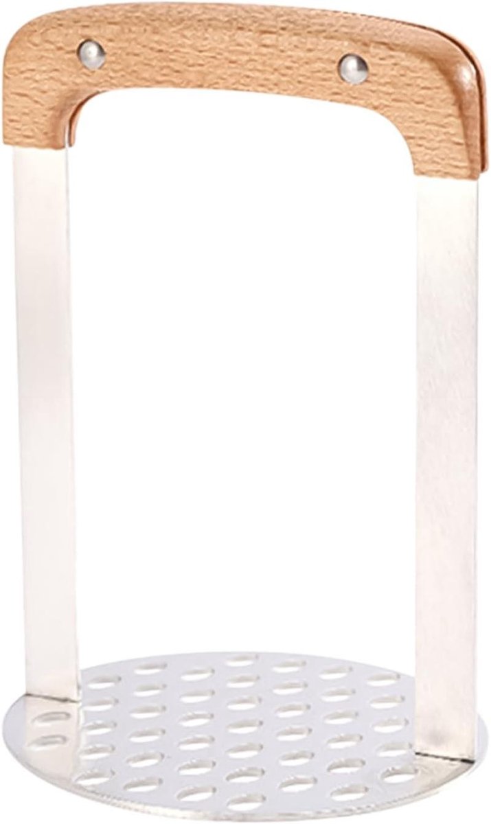 Aardappel Smasher - Keuken Tool - Puree Maken - Ergonomisch Hout - 11x11x16cm - Houtkleur