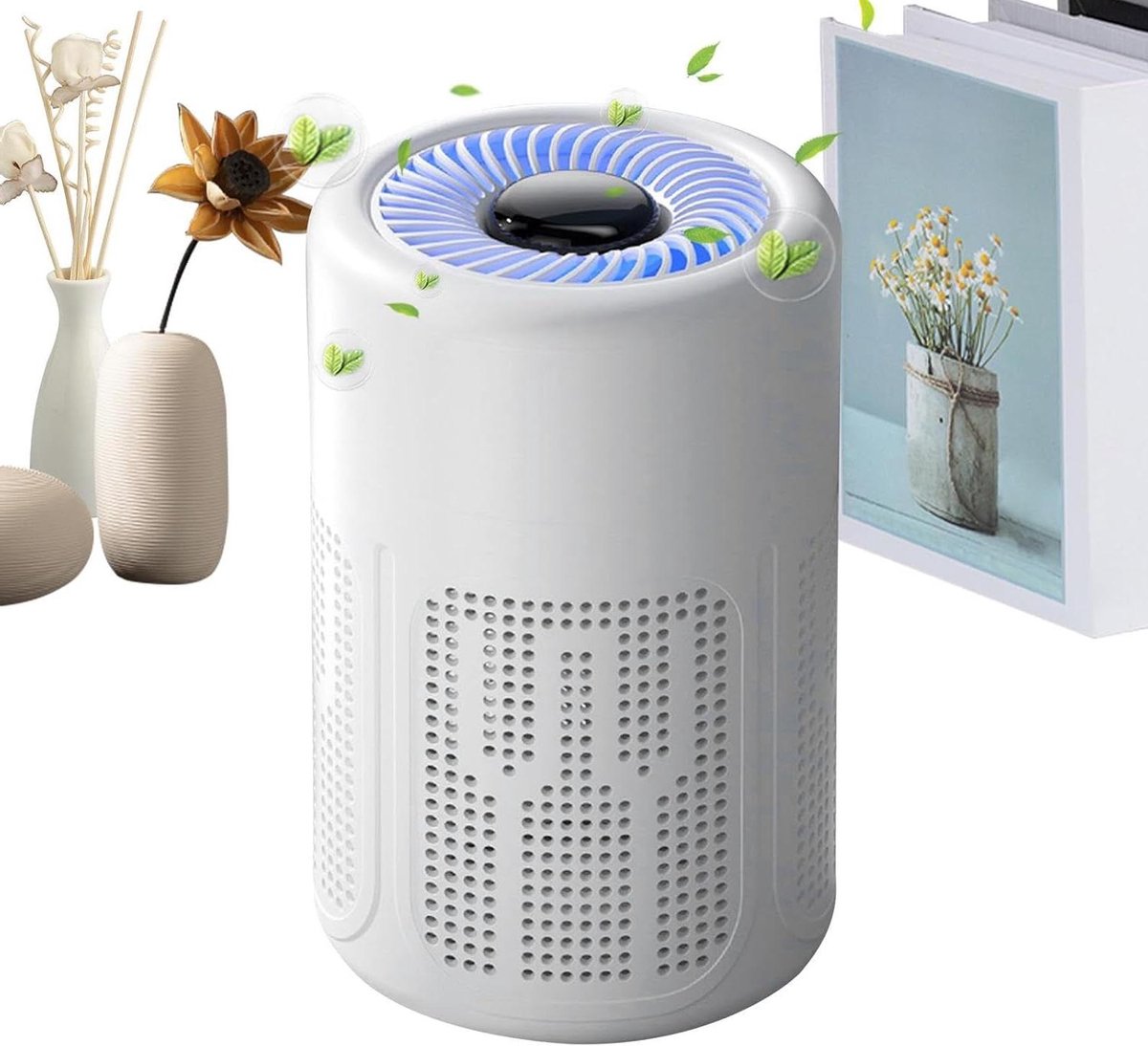 Luchtcirculatie Ventilator - Stille Luchtverfrisser - Schone Lucht - Geurinfusie Functie - 12.5 cm - Wit