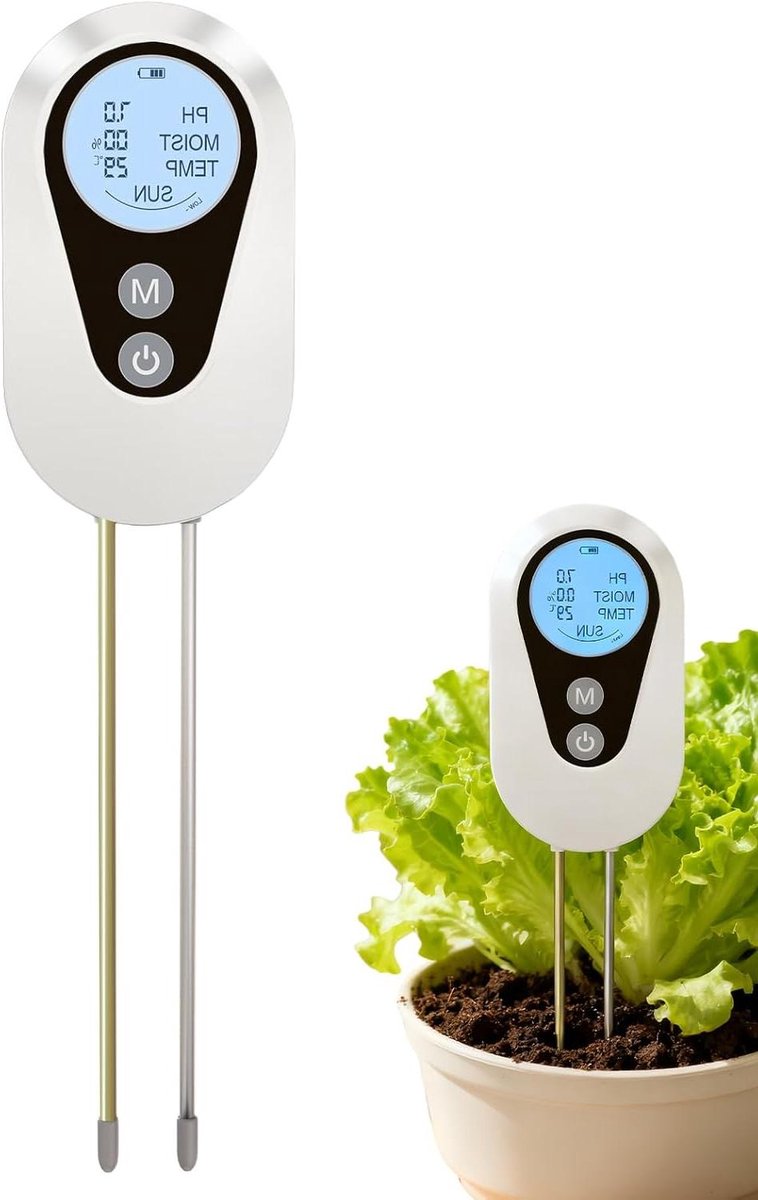 Bodemtester - Tuin sensor - Planten verzorgen - Vier functies digitaal - 311 x 95 x 4 cm - Zwart