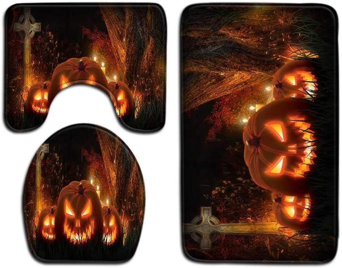 Badkamer Mat Set - Toilet Tapijt - Vloer Beschermen - Anti-slip - 50x80cm - Halloween