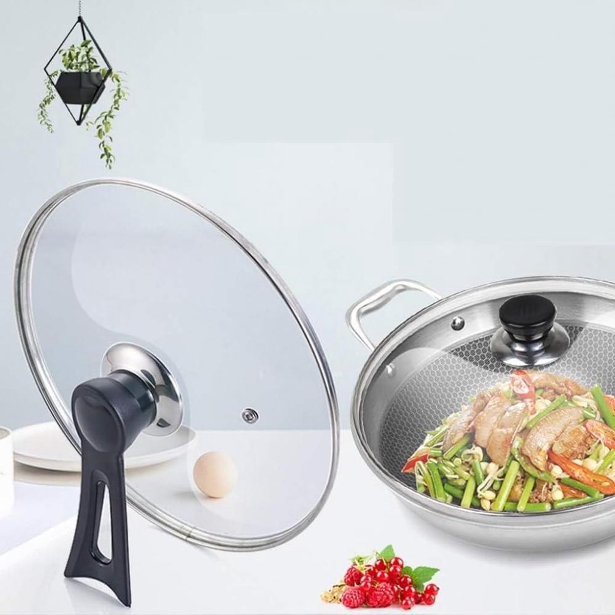Pannendeksel Glas - Reserve Deksel - Koken en Bakken - Gehard Glas - 36 cm - Transparant