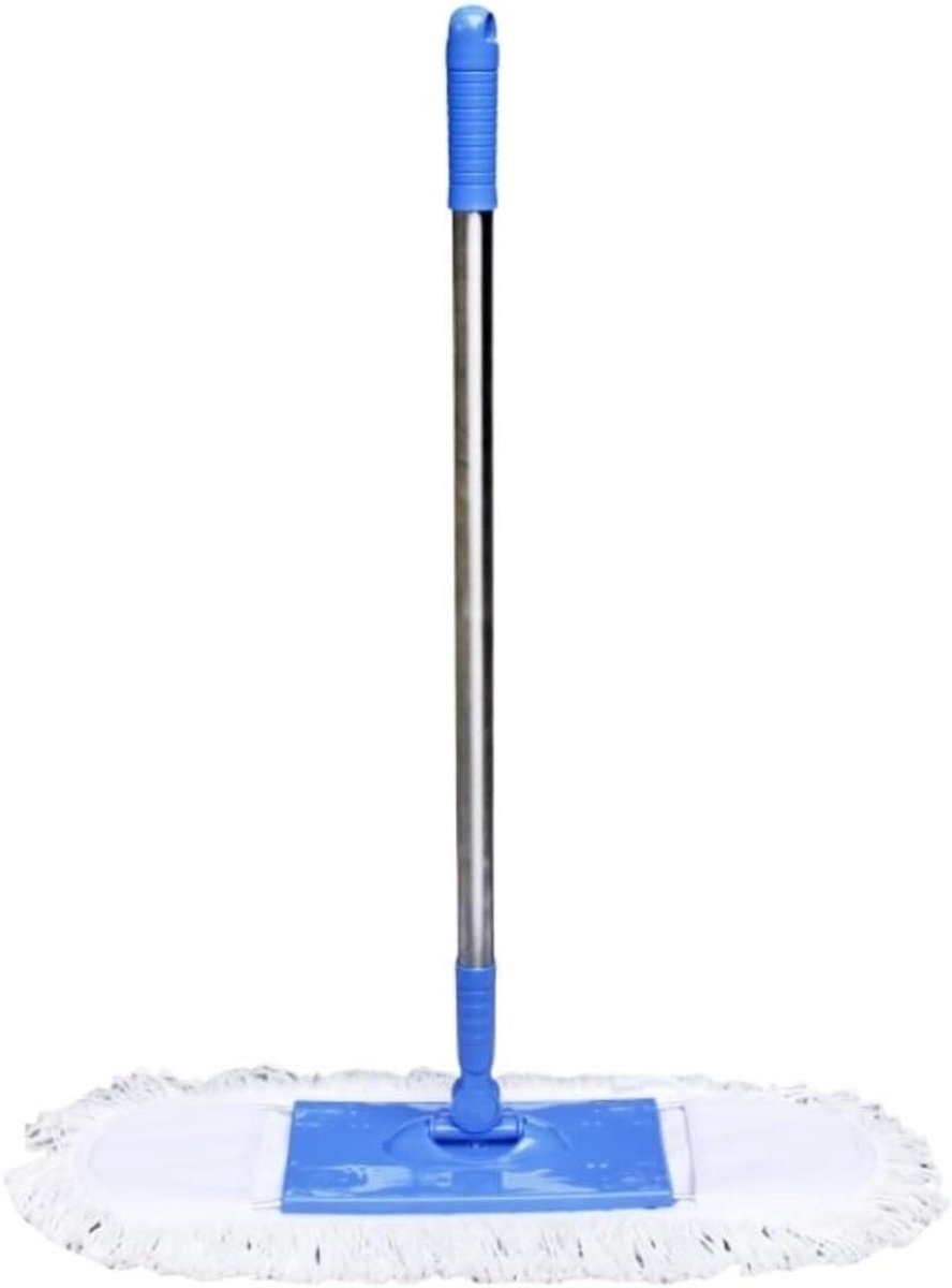 Vlakmop Set - Dubbeldoel Dweil - Efficiënt Schoonmaken - Verdikte Grote Kop - 100 cm - Blauw