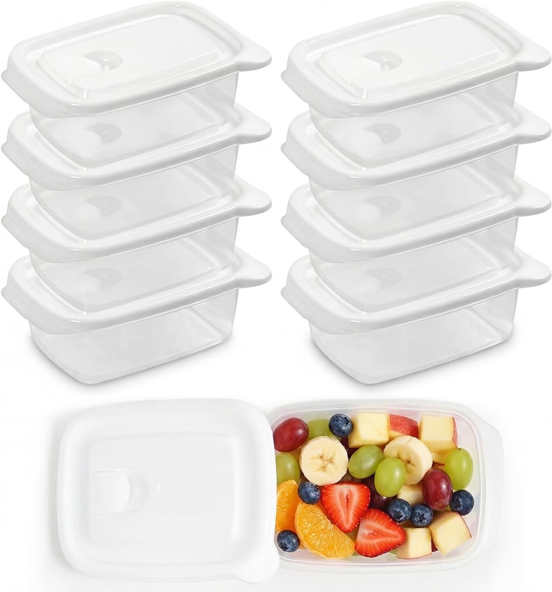 Set van 8 luchtdichte bewaardozen van 400 ml - Kleine vriesdozen voor voedselopslag, BPA-vrij, magnetron- en vaatwasserbestendig, ideaal voor het invriezen van maaltijden