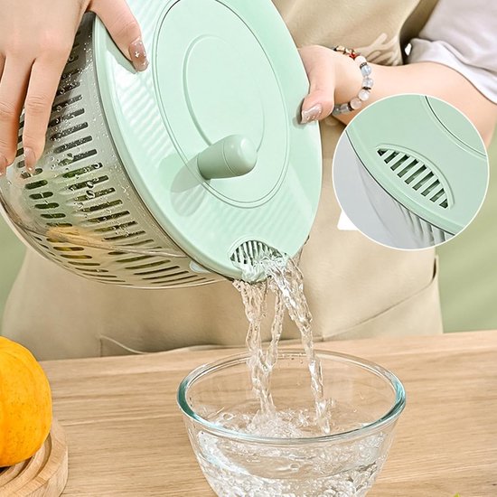 Sla Centrifuge - Groente Droger - Verse Salades Maken - Draai en Meng Functie - 23.5 cm - Lichtgroen — afbeelding 4