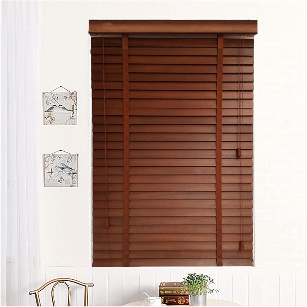 Houten Jaloezie - Horizontale Lamellen - Privacy Creëren - Warmte-isolerend - 80x180cm - N