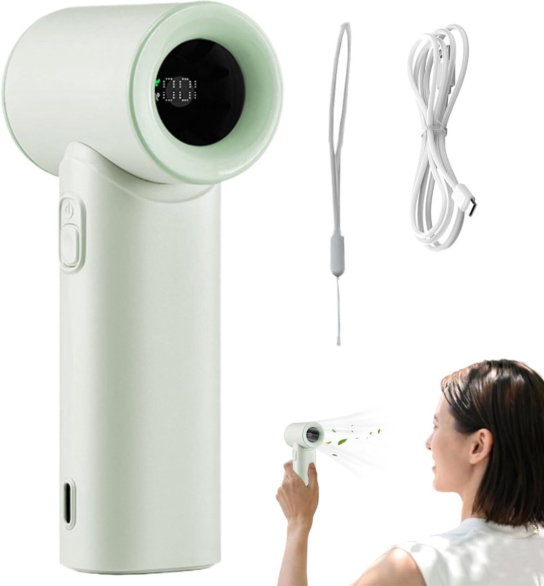 Draagbare Ventilator - Persoonlijke Koeler - Directe Verkoeling - Vijf Snelheden - 4.5 cm Hoogte - Groen