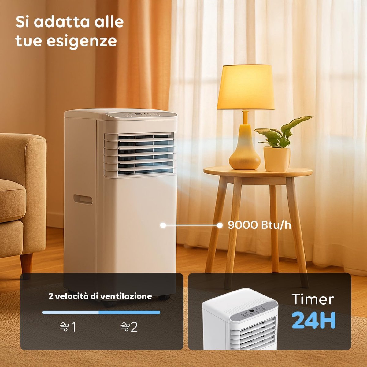 Mobiele airco - Draagbare koeler - Ruimte koelen - 3-in-1 functie - 9000 BTU - Wit — afbeelding 3