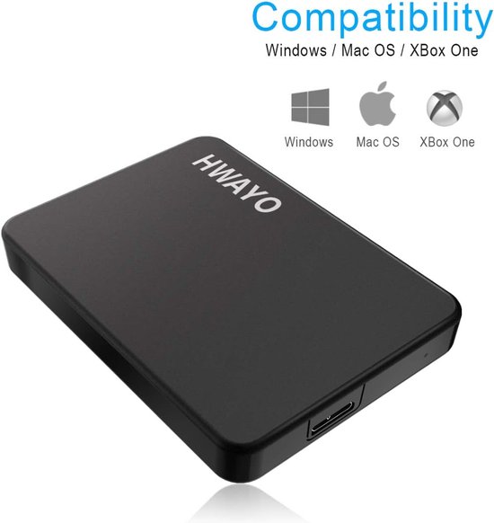 Externe Harde Schijf - Draagbare Opslag - Bestanden Opslaan - Plug and Play - 1 TB - Mat Zwart — afbeelding 4