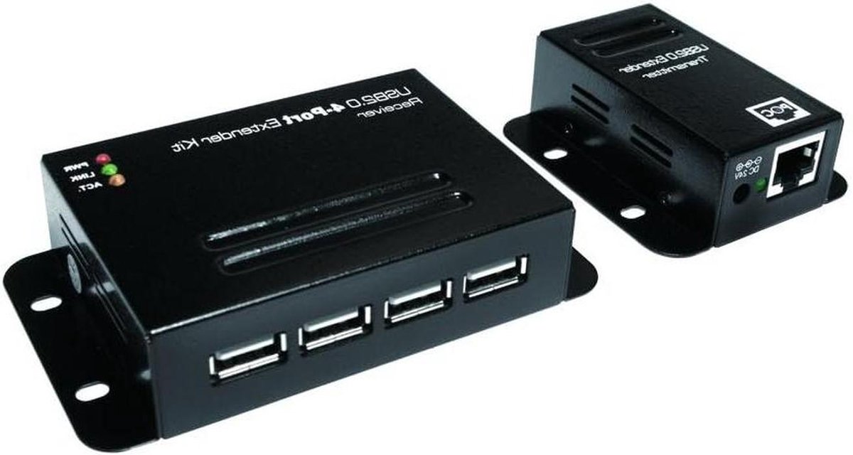 USB Extender - Signaal Versterker - Apparaten Aansluiten - 50 Meter Bereik - 4 Poorten - Zwart