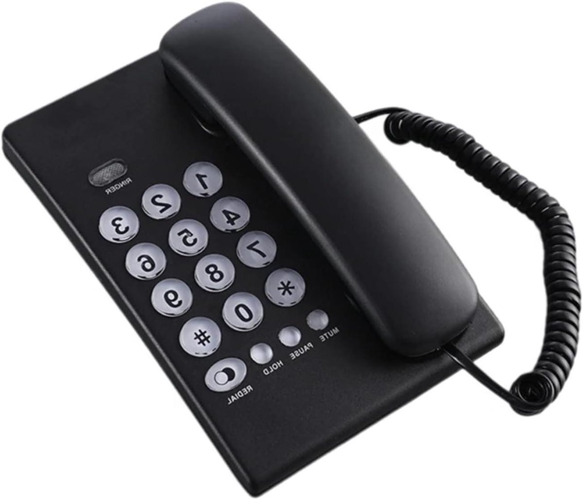Vaste Telefoon - Bureautel Huistelefoon - Thuiswerken Kantoor - Slechterhorenden Geschikt - Compact Design - Zwart