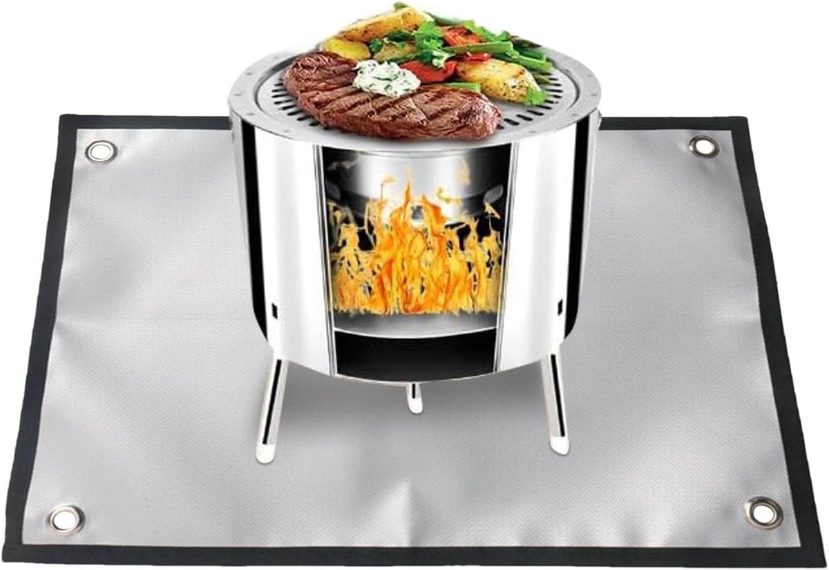 Haardmat - Vlekwerende Pad - Veilig Buiten Koken - Opvouwbaar Ontwerp - 35 x 46 cm - Zwart