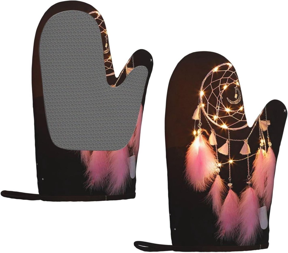 Siliconen Ovenwanten - Keukenwanten Hittebestendig - Veilig Koken - Antislip Grip - 25 x 17 cm - Zwart