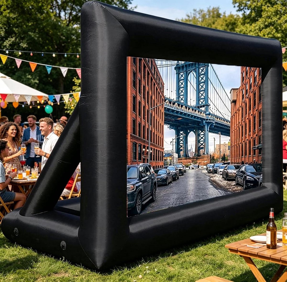 Opblaasbaar Filmscherm - Projectiescherm Buiten - Filmavond Creëren - Snel Opgeblazen - Tot 7.3 Meter - Wit