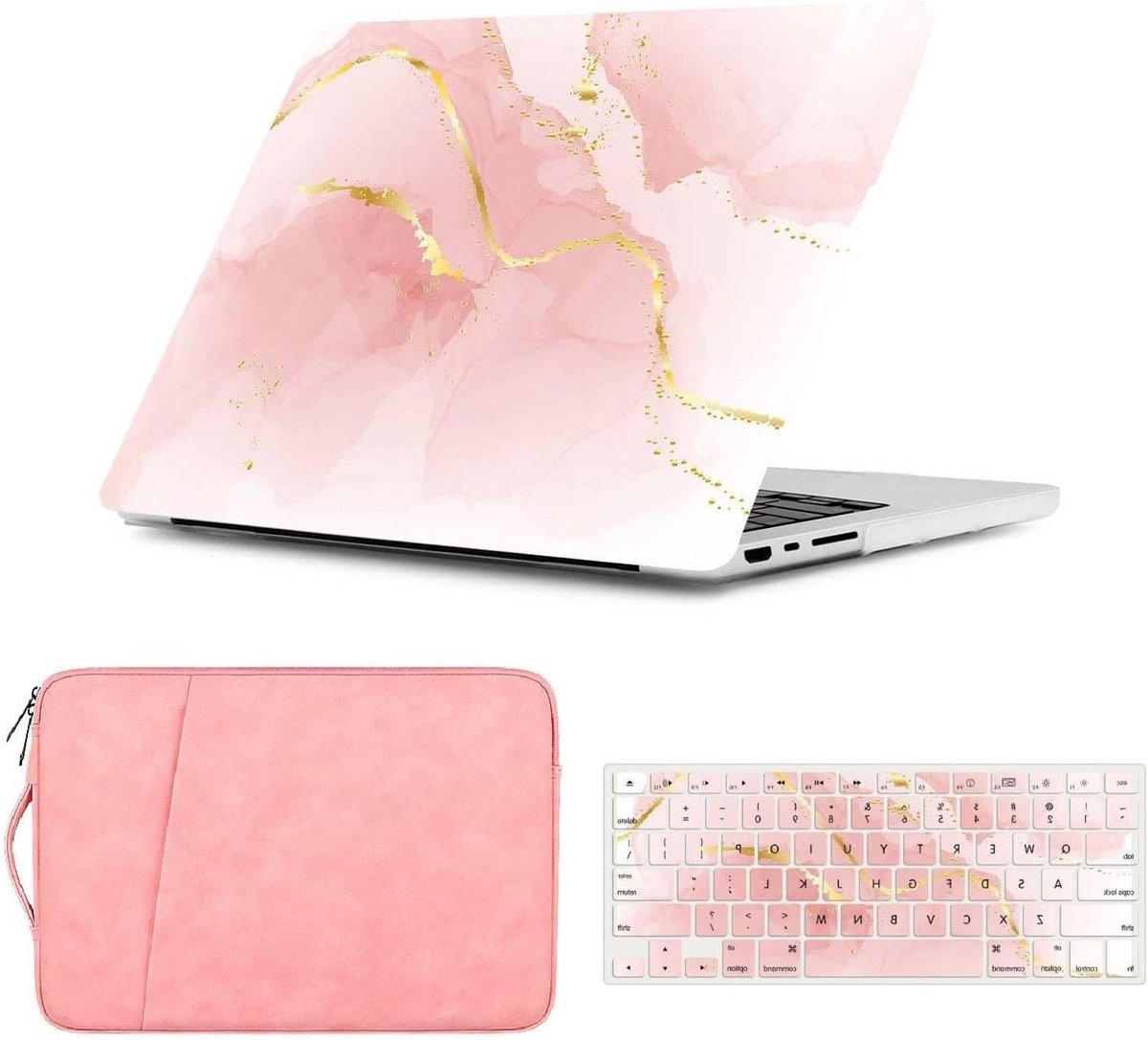 Laptop Beschermhoes - Hardcase Cover - Dagelijks Gebruik - 2-Delig Snap-On - 13.6 inch - Licht Marmer