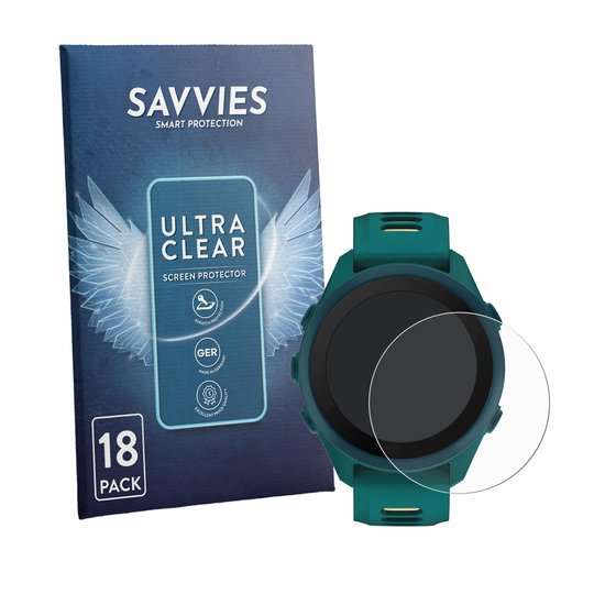 Savvies - Screenprotector voor Garmin Forerunner 170 Music - Folie Beschermfolie transparant 18 Stuks
