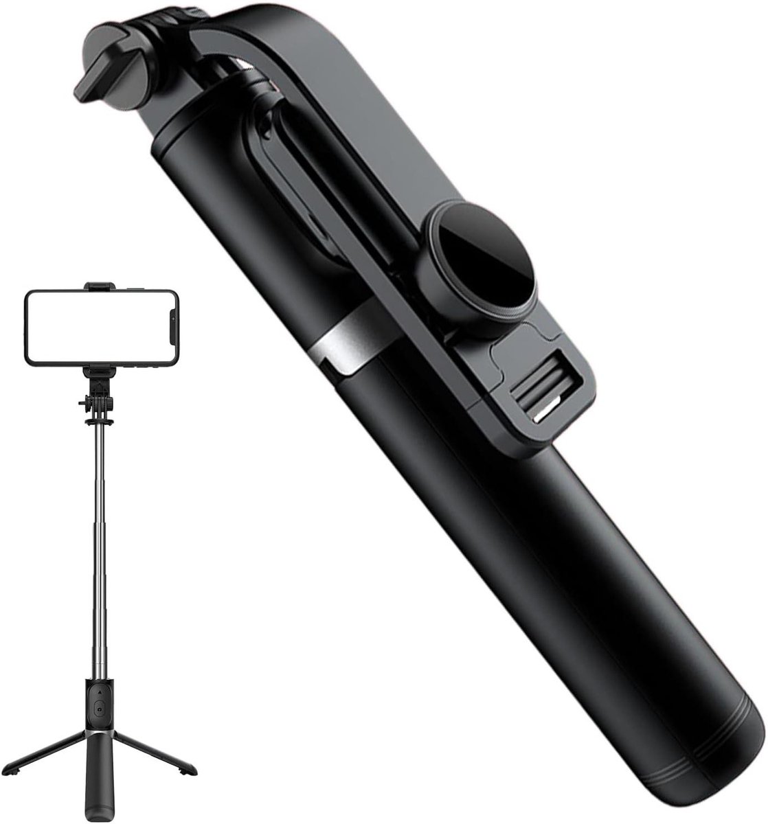 Telefoonstatief - Draagbaar statief - Foto's maken - Verstelbaar licht - 19.9 cm - Zwart