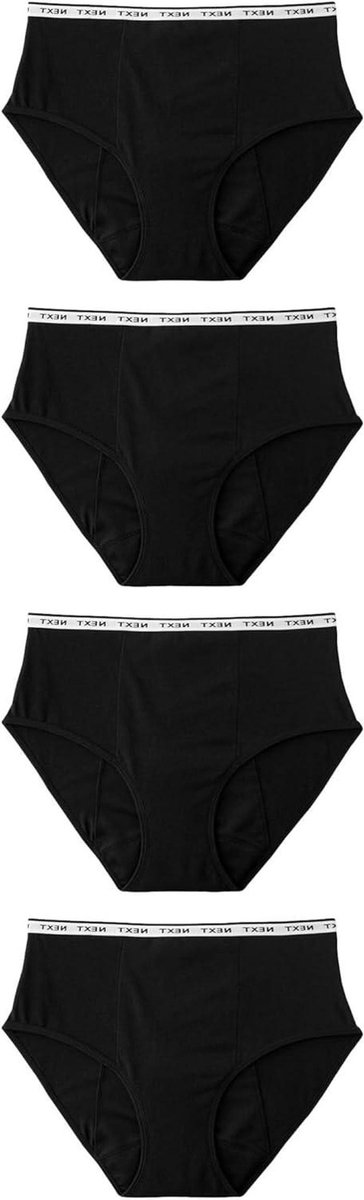 Dames Slips - Menstruatie Ondergoed - Zware Dagen - Volledig Bedekkend - Set van 4 - Zwart