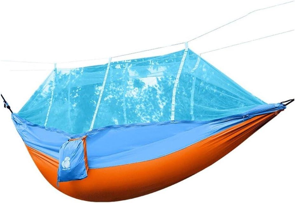 Hangmat met klamboe - Draagbare schommel - Outdoor recreatie - Scheurvast nylon materiaal - 260 x 140 cm - Oranje