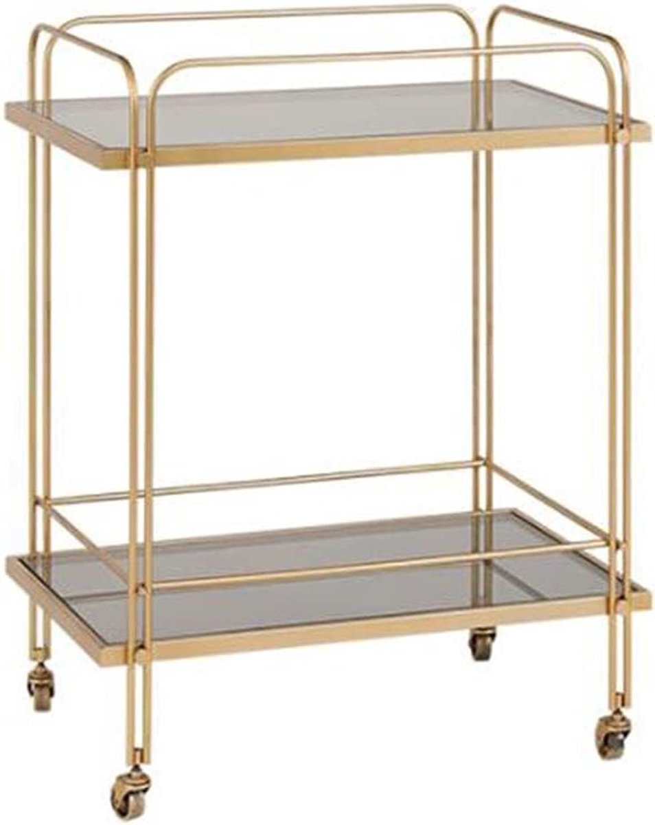Serveertrolley - Bijzettafel - Eten en drinken - Dubbele laag - 61 x 36 x 77 cm - Goud