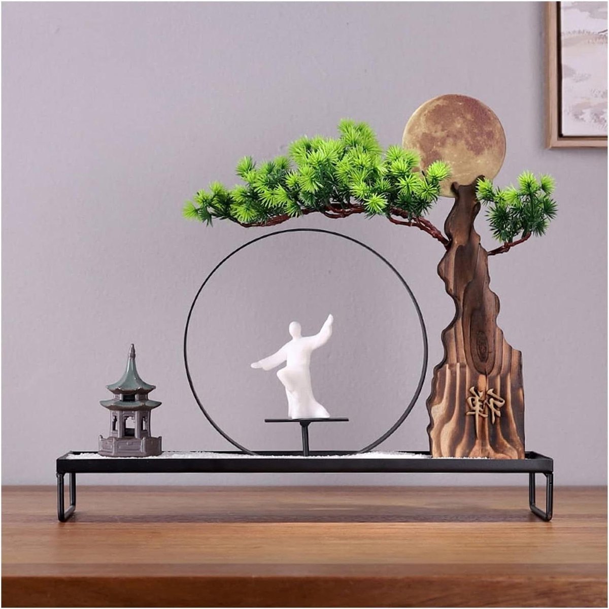 Kunst Bonsai - Nep Pijnboom - Woon Decoratie - Met Chinese Sculptuur - 395 cm - Rood