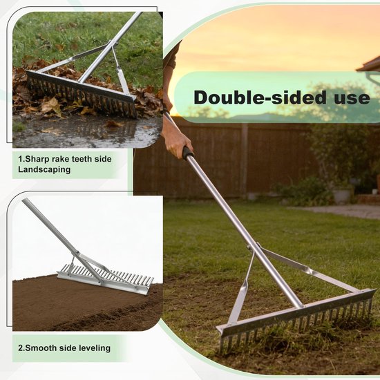Dailygoods - Aluminium Tuinhark 170 x 61 cm met 24 Tanden van Dailygoods — afbeelding 4