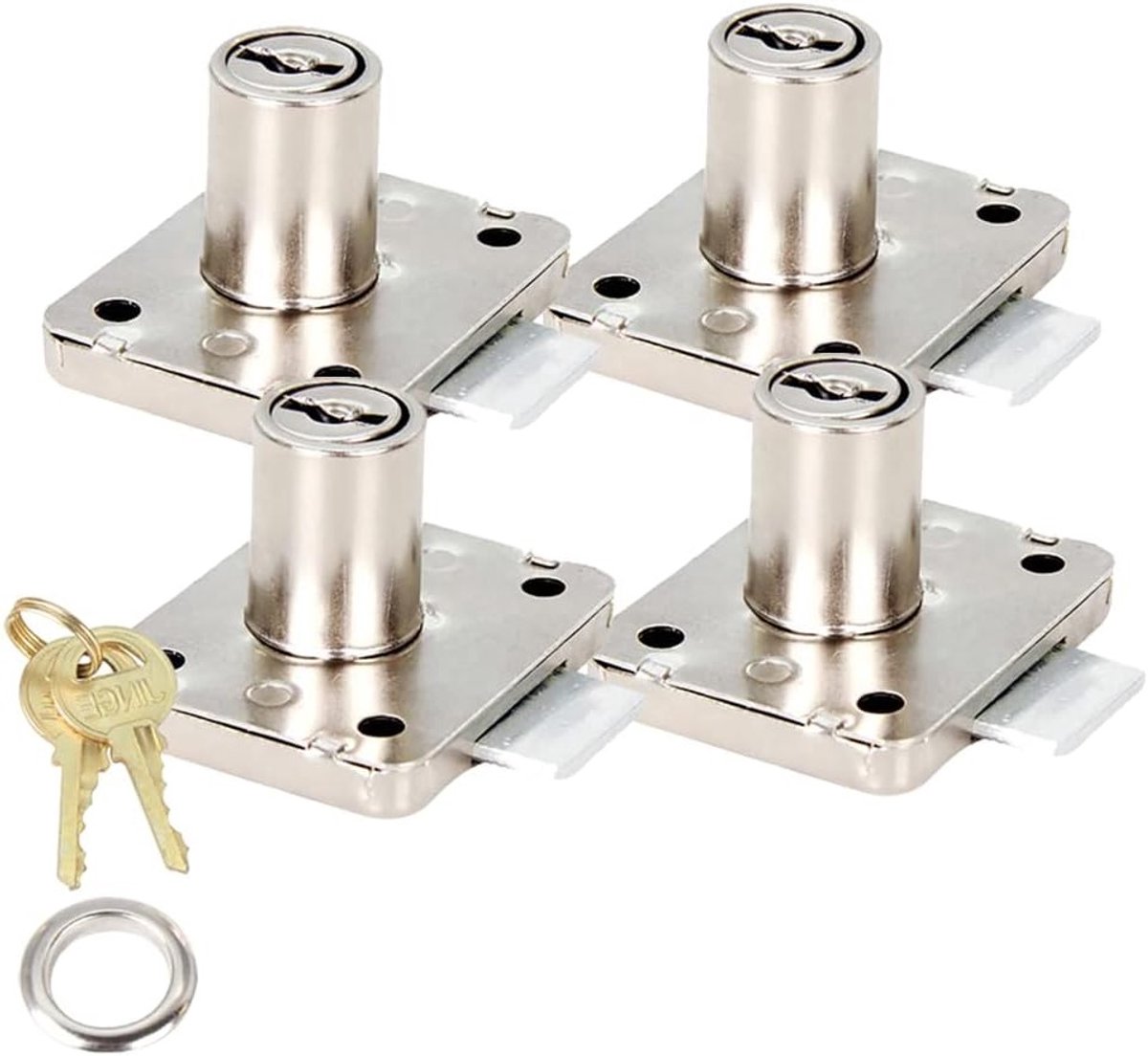 Veiligheidsdeursloten voor kasten - Set van 4, 42x35mm kastsloten met sleutels voor thuis, kantoor en meubels
