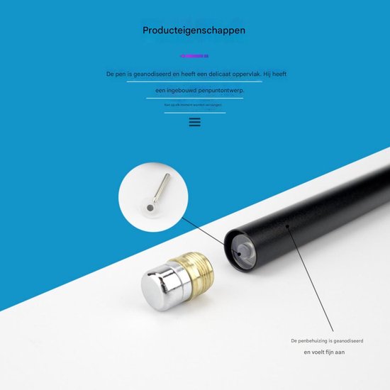 TOVBMUP Styluspen - Tablet pen - Voor smartphones, tekentablets - Ronde punt - Touch - Zwart — afbeelding 4