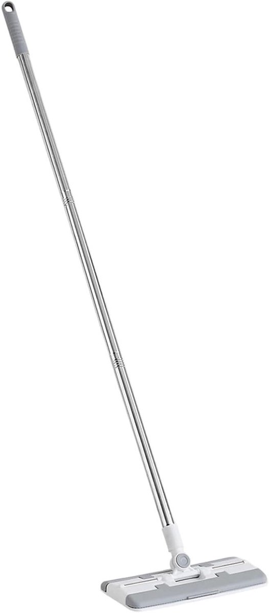 Clip Mop - Vloerreiniger - Hygiënisch Reinigen - Zero Touch Vervanging - 110 cm - Wit Grijs