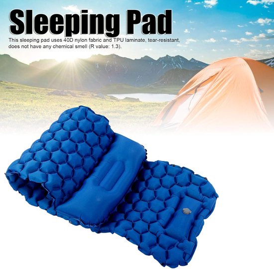 Opblaasbare Slaapmat - Campingmatras Lichtgewicht - Kamperen Backpacken - Scheurbestendig Nylon TPU - 191x58x6 cm - Blauw — afbeelding 4