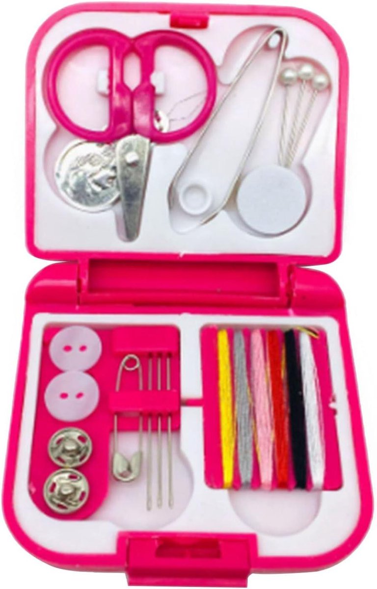 Draagbaar Naaiset - Reis naaidoos - Noodreparaties - Compleet met accessoires - 2 stuks - Rood