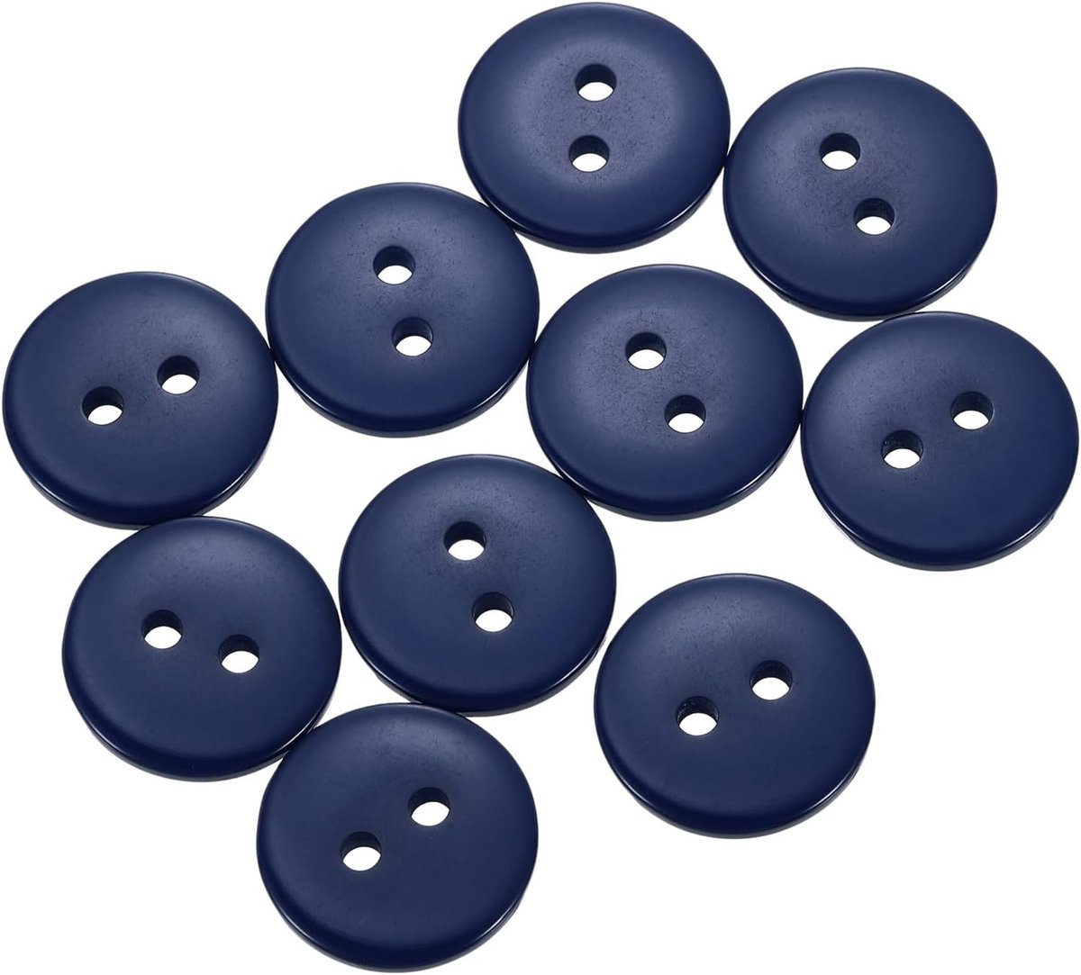 Naai Knopen Set - 15mm Hars Knopen - 10 Stuks - 2 Gaten Ronde Design - Voor DIY Kleding en Breiwerk - Marineblauw