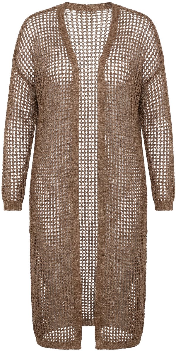 MIAMODA - Dames - Vest loose fit opengewerkt breisel glittereffect - Goud - Maat 42+