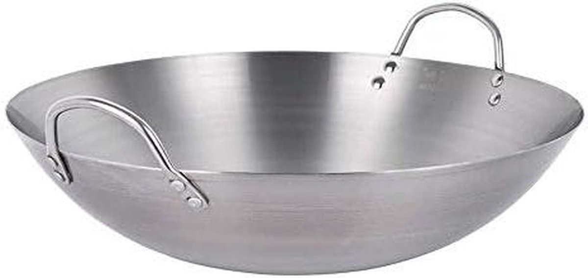 Ongecoate Wokpan - Koekenpan Roerbak - Thuiskoken - Stevig Stalen Handvat - 40 cm - Zwart