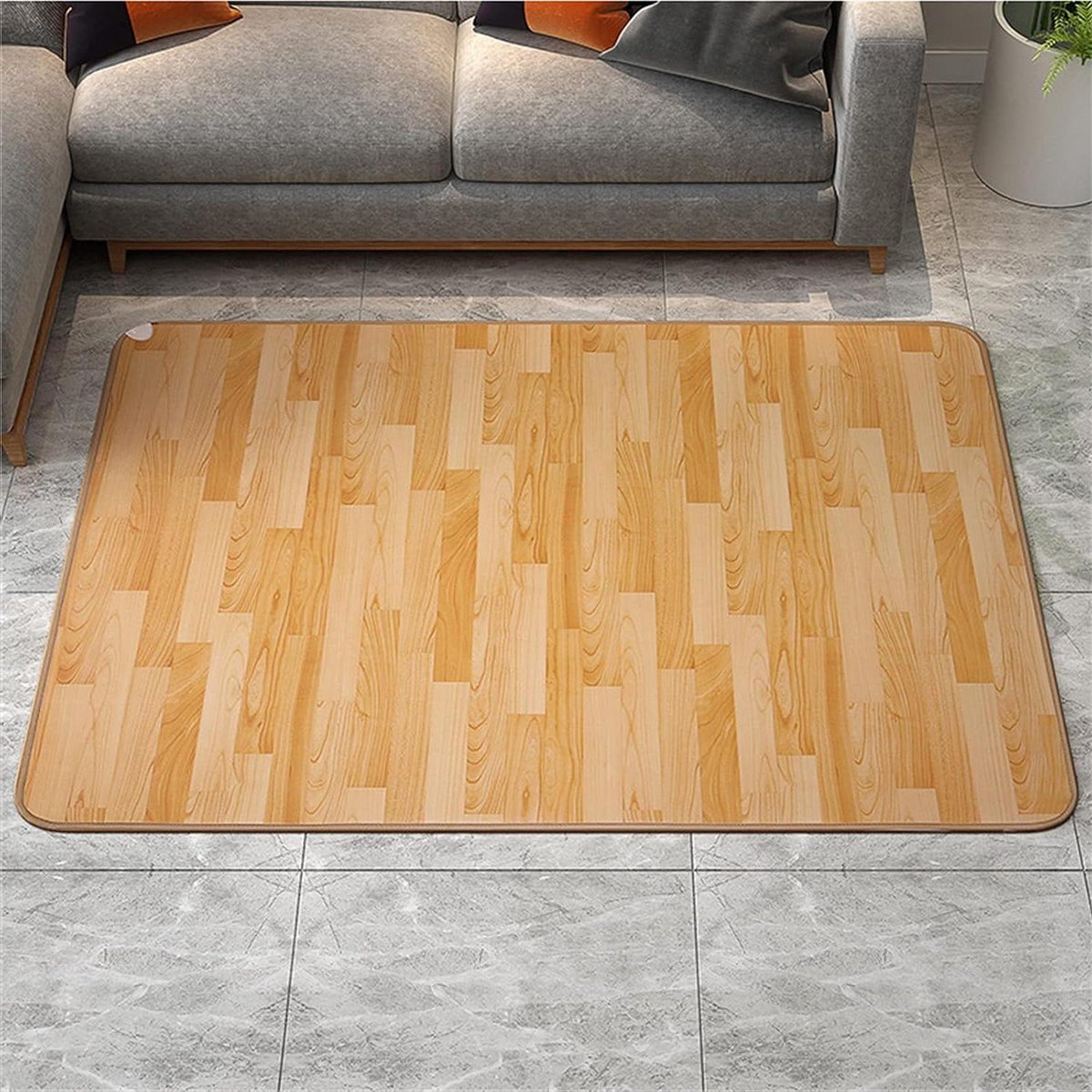 Verwarmd Tapijt - Voetverwarmer Mat - Voeten Warm Houden - Snelle Verwarming - 50x80cm - Houtnerf