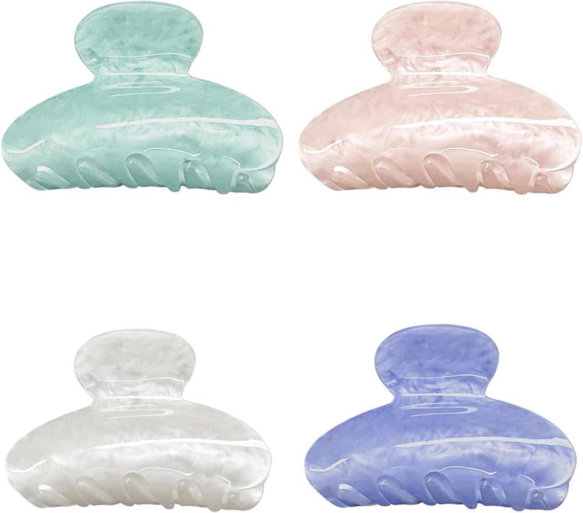 Grote Haarspelden - Acryl Clips - Haar Styling - Uniek Marmerpatroon - 4 Stuks - Gekleurd