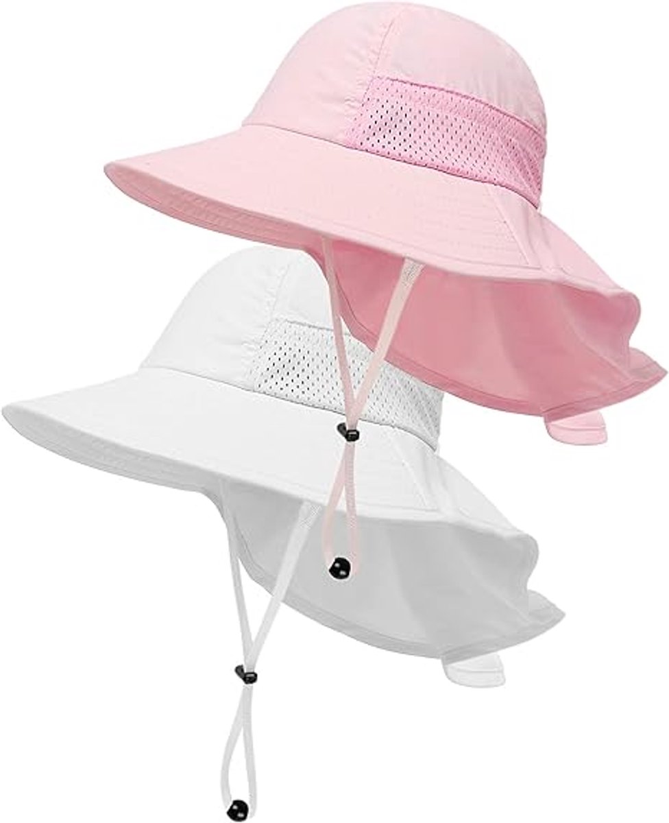 Zonnehoedje voor baby's en peuters – Zomerse strand-essentials voor kinderen – Verstelbare strandhoeden met brede rand voor jongens en meisjes - S