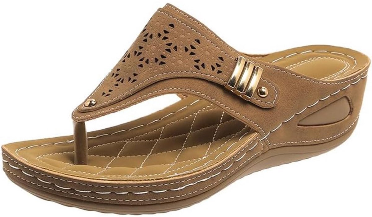 Kraftverdia Generisch Orthopedische sandalen voor dames met ondersteuning van de voetboog, wigvormige slippers, comfortabel, elegant, casual, strandpantoffels 41