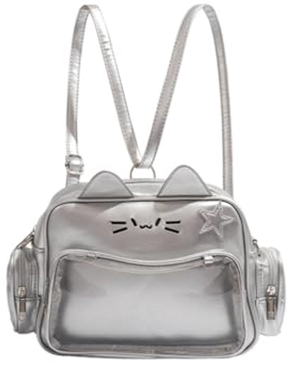 Kraftverdia Cat Ita Bag PU-lederen rugzak Y2k Ita rugzak, lichte schoolrugzak, alledaagse rugzak voor dames