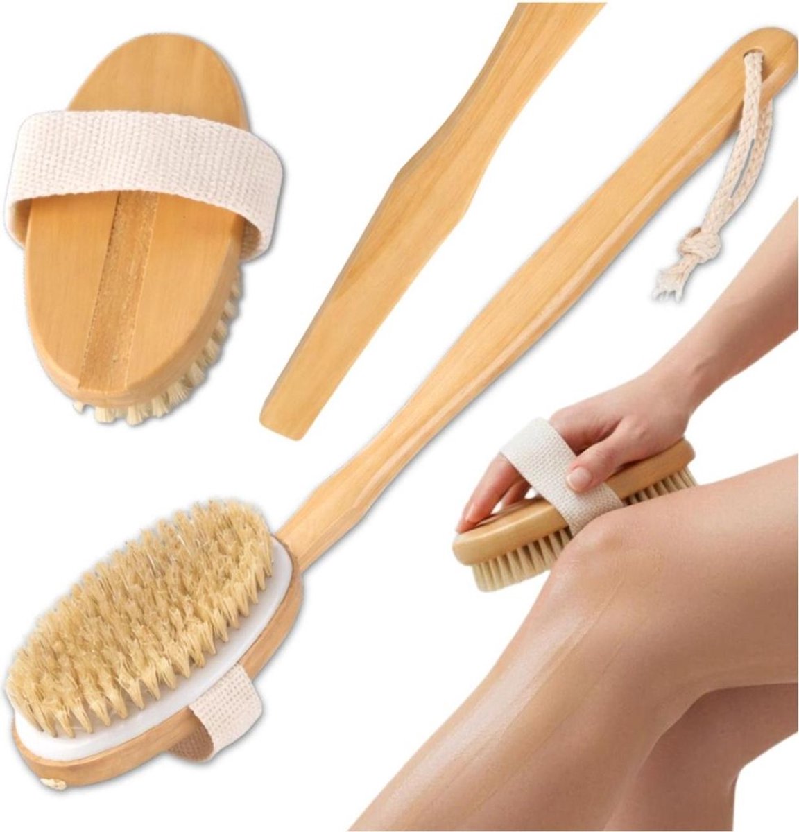 Badborstel, rugmassageapparaat, scrubborstel, 2-in-1 met lange steel