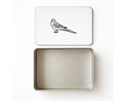 Hacebo® - Parkiet koektrommel rechthoekig - Dieren - parkiet - Vogel liefhebbers - koekblik – koektrommels – bewaarblik - snoeptrommel - Leuk kado voor iemand die van vogels houd - koek trommel - 20 x 13 CM