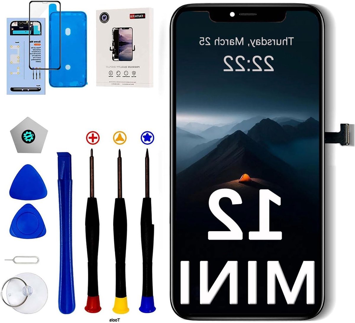 Volledige Reparatieset voor iPhone 12 Mini 6.1 Inch - Full HD LCD Touchscreen Digitizer, Inclusief Schermbeschermer en Gereedschap