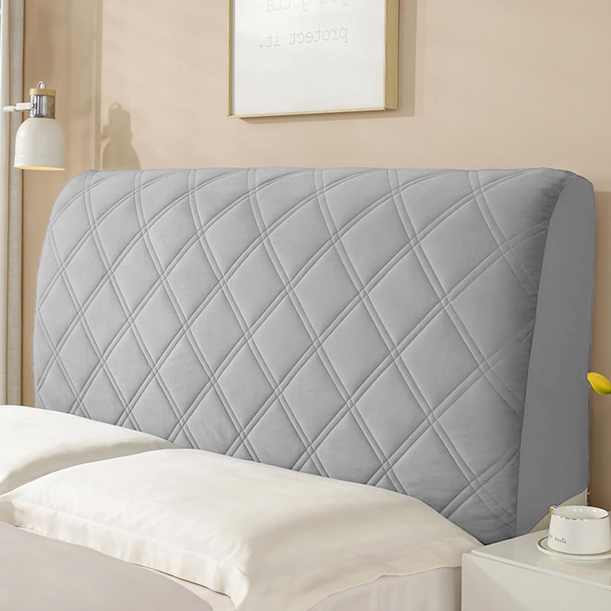 Beschermhoes voor hoofdeinde - Stofdicht - Stretch - Donkergrijs - Bekleding - Geschikt voor rugleuning - 160 cm - Allecto - Beschermhoes voor het hoofdeinde en de achterwand