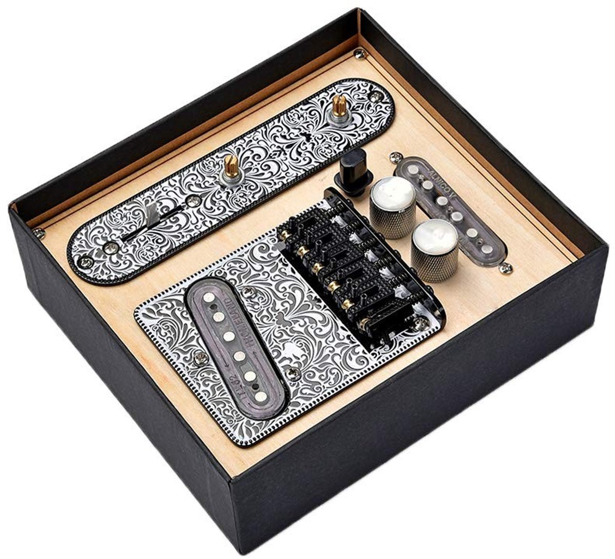 Allecto - Prewired Control Plate - Telecaster Bridge - Hoogwaardige kwaliteit - Wit - 3-Weg Schakelaar - Prachtig geluid - Geschikt voor elektrisch...
