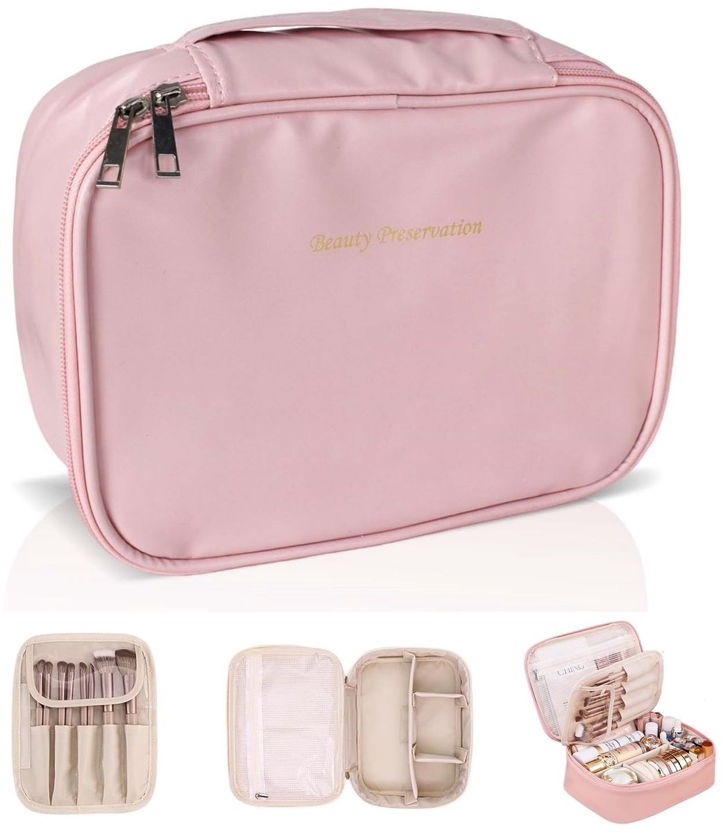 Allecto - Cosmetica Tas - Toilettas voor Vrouwen - Groot Formaat - Roze - Make-up Tas - Waterdicht - Ideaal voor Reizen