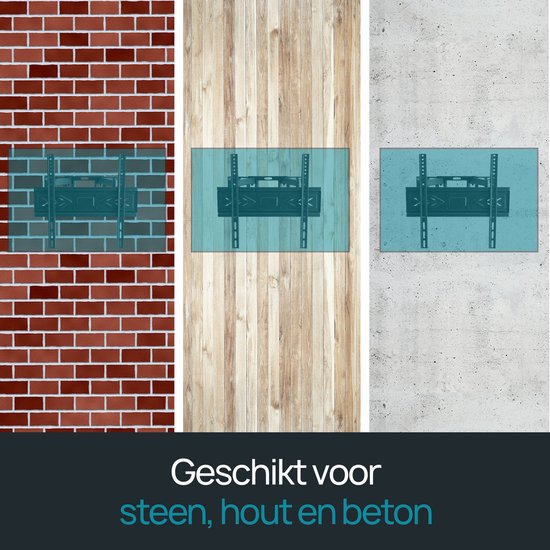 Meisterhome TV Muurbeugel 32 t/m 70 Inch – Draaibaar & Kantelbaar – Universele TV Beugel – VESA 400x400 – Uitschuifbaar – Max. 45 kg – Zwart